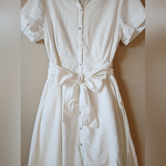 Joie | Elegant White Linnen Button-Up Midi Dress Size XL - Picture 3 of 12